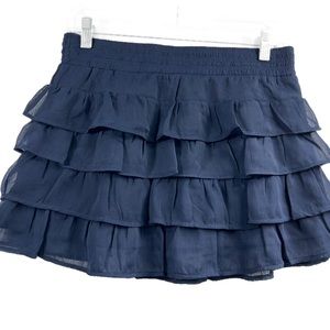 Zenana Outfitters Navy Blue Tiered Skirt Size Medium